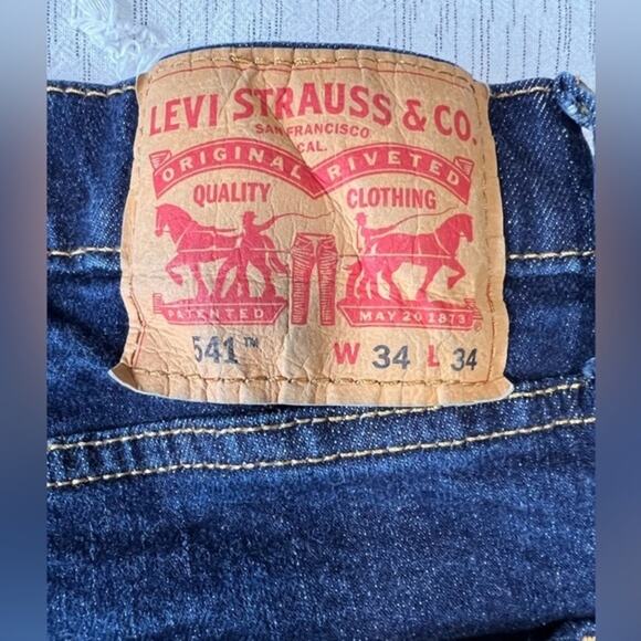 Levi's Men's 541 Athletic Taper Dark‎ Denim Blue Jeans Mens 34x34 - Picture 5 of 6